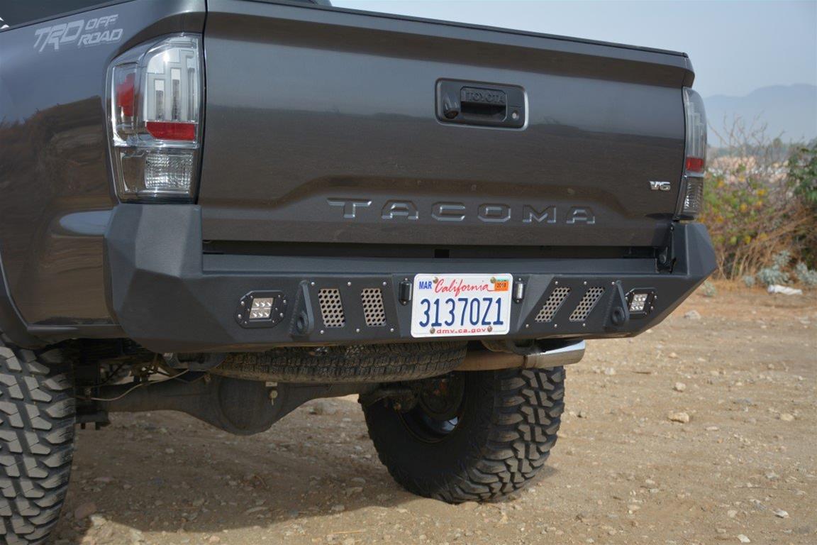 DV8 Offroad Rear Bumpers RBTT1-03 for Toyota Tacoma 2016-2023 heavy-duty steel with powder-coated finish and integrated LED lights