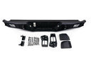 DV8 Offroad MTO Series Rear Bumper RBTT1-04 for Toyota Tacoma 2016-2023 with integrated light mounts and aluminum mesh panels