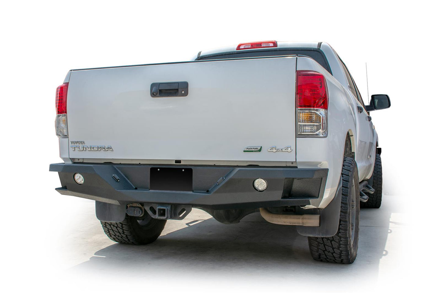 DV8 Offroad Rear Bumper RBTT2-02 for Toyota Tundra 2007-2013 heavy-duty powdercoated steel with integrated fog lights