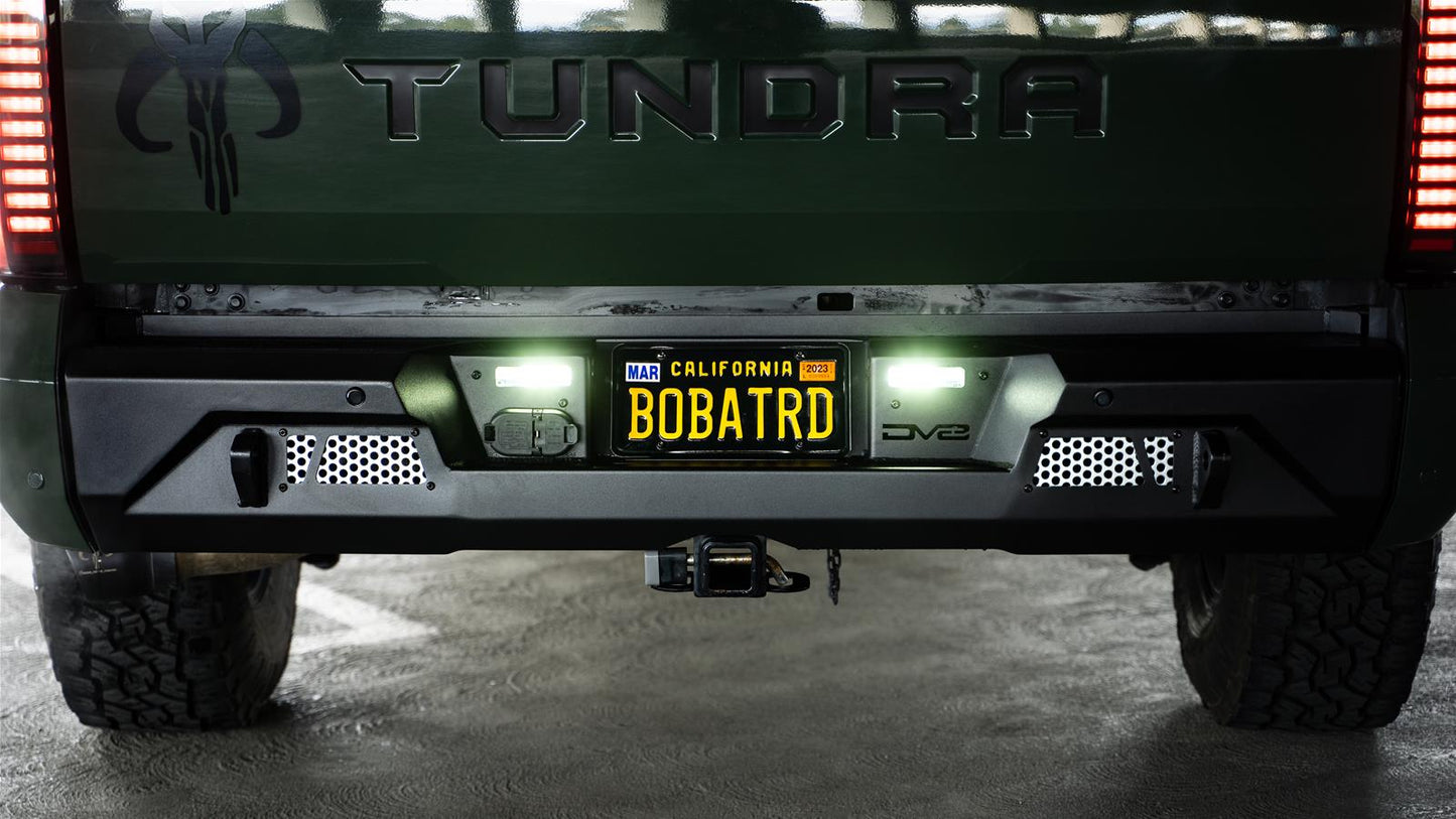 DV8 Offroad MTO Series Rear Bumper RBTT2-04 for Toyota Tundra 2022-2023 with pod light mounts and winch-ready design
