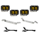 Baja Designs 2022+ Toyota Tundra S2 SAE OEM Fog Light Replacement Kit - Amber dual-lens LED lights with stainless steel mounts and wiring
