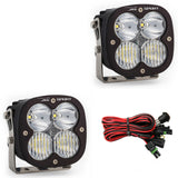 Baja Designs XL Sport Series Driving Combo Pattern Pair LED Light Pods with quad LED optics, wiring harness, and adjustable mounts