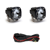Baja Designs S1 Spot Laser LED Light w/ Mounting Bracket Pair with wiring harness for high-performance off-road lighting