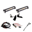 Baja Designs 2018+ Ford F-150 Dual S8 Series 10in Light Bar Kit with dual LED pods, mounting brackets, and wiring harnesses