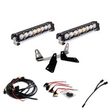 Baja Designs 2018+ Ford F-150 Dual S8 Series 10in Light Bar Kit with dual LED pods, mounting brackets, and wiring harnesses