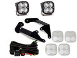 Baja Designs 21+ Ford Bronco Sport Squadron Pro Spot LED Light Pods - Clear with mounting brackets, wiring harness, and protective lenses