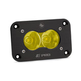 Baja Designs S2 Pro Flush Mount Work/Scene Pattern LED Work Light - Amber with black aluminum housing and dual high-intensity LEDs