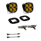 Baja Designs 11-16 Ford Super Duty Fog Pocket Kit - Amber dual-lens LED fog lights with mounts and wiring harness