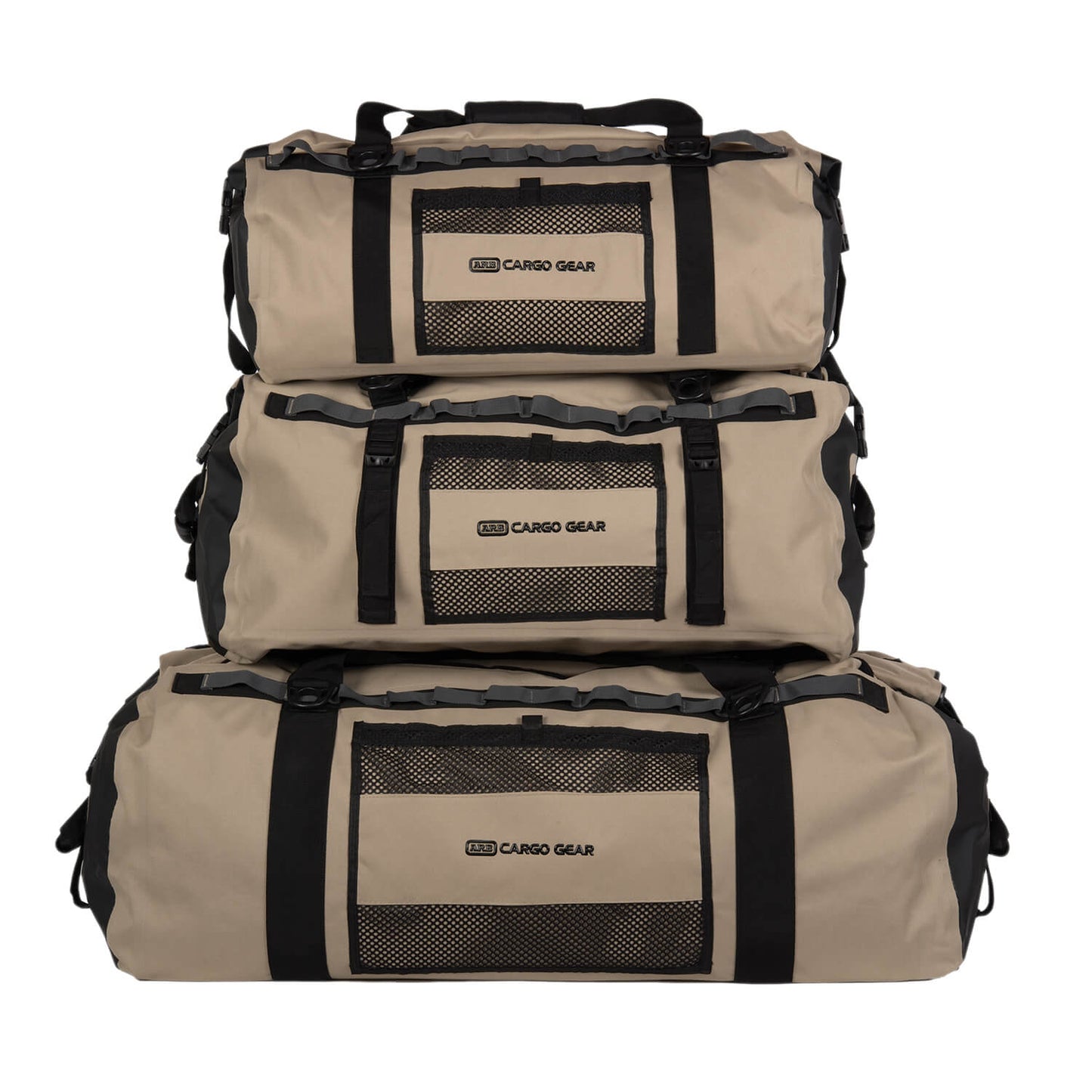ARB Medium Stormproof Bag 10100330 with waterproof polyester shell, double-stitched webbing handles, and exterior cargo hold loops