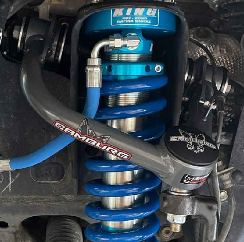Camburg 1.25in Performance Uniball Upper Arms (w/ covers) for Toyota Tundra 2WD/4WD (22-23) installed with coilover suspension and King shock absorber