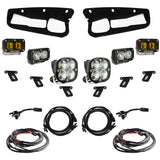 Baja Designs 21-22 Ford Bronco w/Steel Bumper S2 SAE Pro Fog Pocket Light Kit w/Upfitter - Amber components and wiring harnesses kit