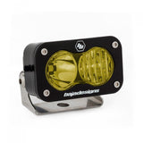 Baja Designs S2 Pro Amber LED Driving/Combo with dual amber lenses, black anodized housing, and stainless steel mounting bracket
