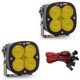 Baja Designs XL80 Series Wide Cornering Pattern LED Light Pods - Amber with wiring harness and heavy-duty mounting brackets
