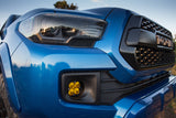 Baja Designs 12+ Toyota Tacoma Squadron Sport WC LED Light Kit - Amber with amber LED fog light and rugged black housing on blue 2012+ Tacoma