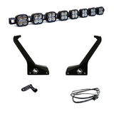 Baja Designs Jeep JL/JT Roof Bar LED Light Kit 8 XL Linkable w/ Upfitter with black mounting brackets and wiring harness