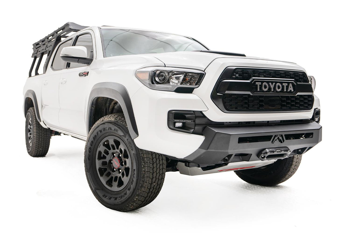 Fab Fours Hidden Winch Mounts TT16-N3651-1 for Toyota Tacoma 2016-2023 with heavy-duty integrated winch-ready front bumper