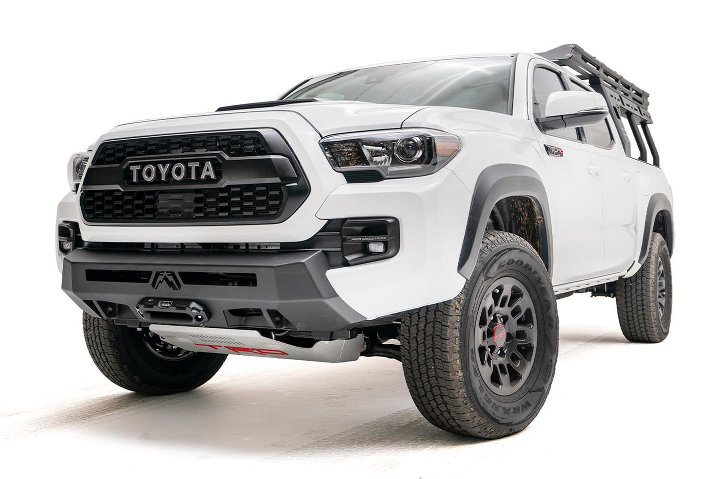 Fab Fours Hidden Winch Mounts TT16-N3651-1 for Toyota Tacoma 2016-2023 with integrated D-ring mounts and winch readiness