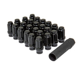 Mudify Small Diameter Spline Lug Nuts Dual Hex Key 14mmx1.5 Thread Size Black Finish Set of 24 with socket tool