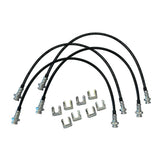 A durable set of Mudify Front & Rear Brake Lines for Toyota 4Runner 2003 ON, FJ Cruiser 2007-ON, Lexus GX460 2010-ON that also accommodate axle movement.