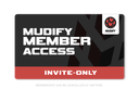 Mudify Member Access (Invite Only) card design in black and red showcasing exclusive membership for off-road enthusiasts