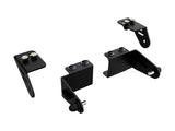 Black powder-coated adjustable mounting brackets with bolts, designed for suspension or lift kit installation.