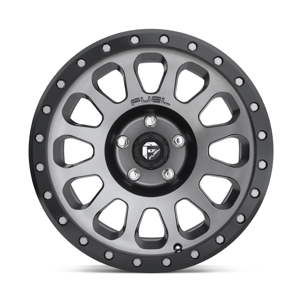 Fuel 1PC D601 Vector- 17X9 -12mm - Matte Gun Metal Black Bead Ring heavy-duty cast aluminum off-road wheel 6x139.7 bolt pattern