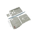 A set of ARB Under Vehicle Skid Plates System For Toyota Hilux Vigo (2005-2015) 5414100 components for a gray Toyota Hilux vehicle, including under vehicle protection.
