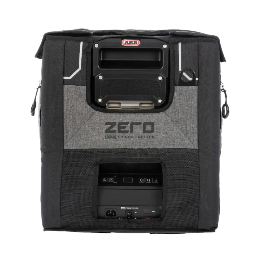 A durable black ARB Transit Bag for Zero Fridge Freezer 101 QT 10900054 with an easy-fit design and a built-in speaker to keep it cool.
