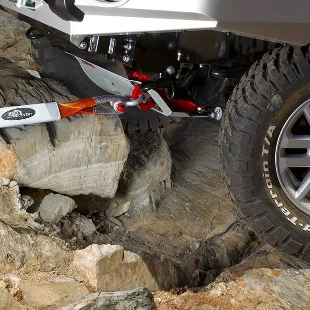 An ARB off-road vehicle is parked on a rock, with excellent visibility for ARB Recovery Point 8T 2815020 access.