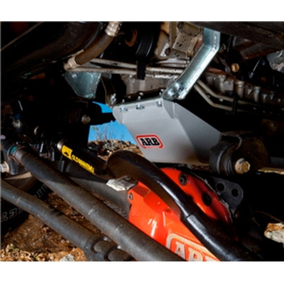A ARB Under Vehicle Protection Kit 5450110 ensuring structural integrity with a tire attached.