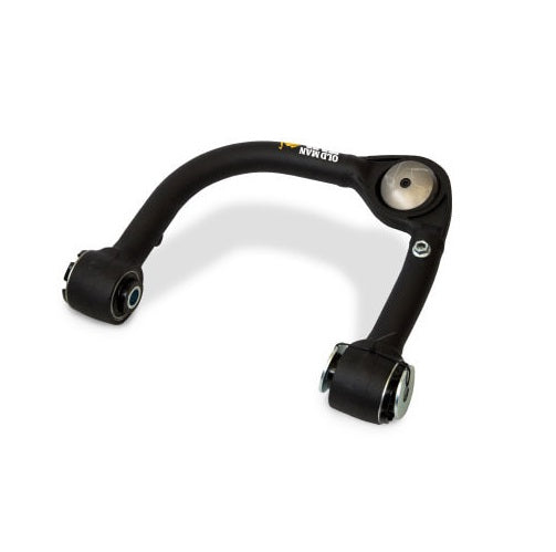 A black OME Front Upper Control Arm UCA0004 on a white background, designed for an Independent Front Suspension (IFS) vehicle with a suspension lift.
