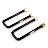 A pair of Old Man Emu leaf springs U-bolt rear OMEU53A on a white background, enhancing the suspension range.