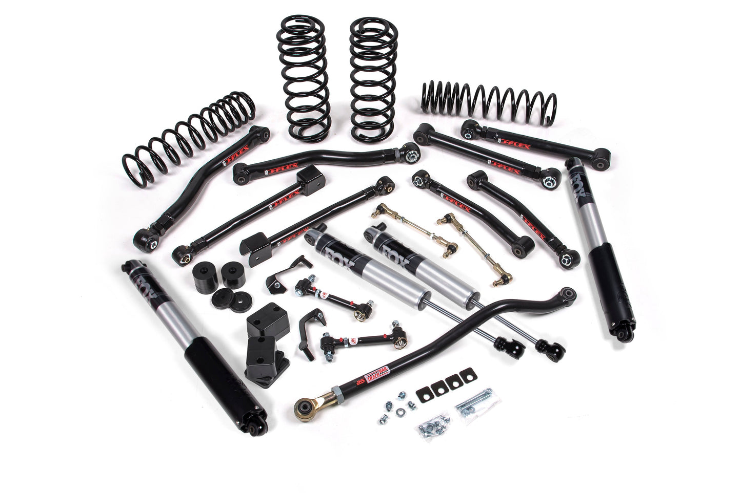 An JKS 3.5 Inch Jeep Wrangler JL (18-ON) - DIESEL 4 Door J-Krawl Lift Kit for a jeep with coil springs and control arms.