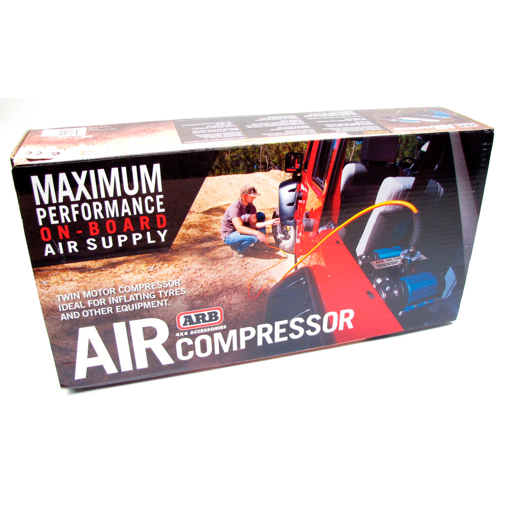 The CKMTA12 Bundle Kit - ARB Inflation Kit, Air Compressor and Digital Tire inflator, specifically the ARB Air Locker, is in the box.