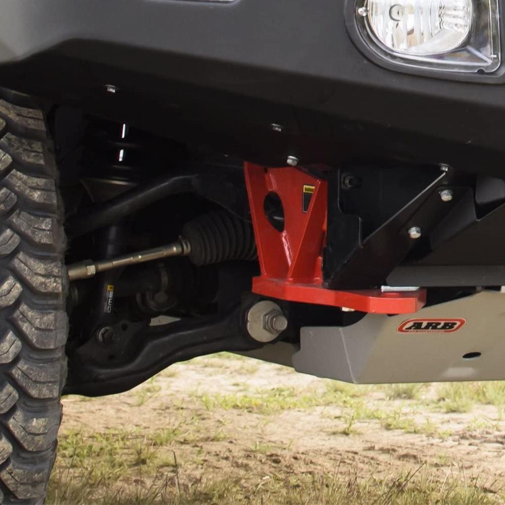 The rear end of a truck with an ARB Recovery Point 8T 2815020 steel bumper.
