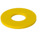 A yellow plastic Old Man Emu Rear Trim Packer on a white background, commonly used with Jeep vehicles.