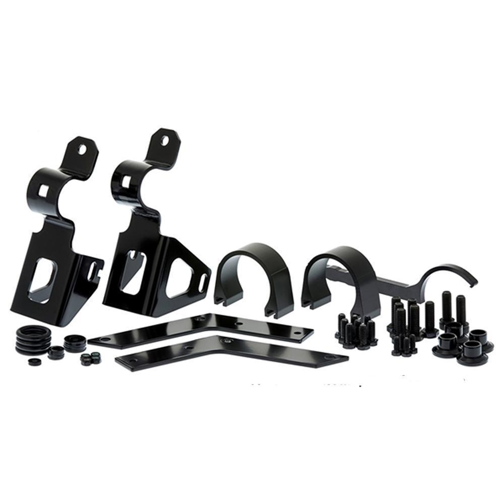 A set of Old Man Emu BP-51 Front Fitting Kit VM80010028 for Toyota 4Runner brackets and hardware for a vehicle's suspension system, enhancing ride quality with efficient shock absorbers.