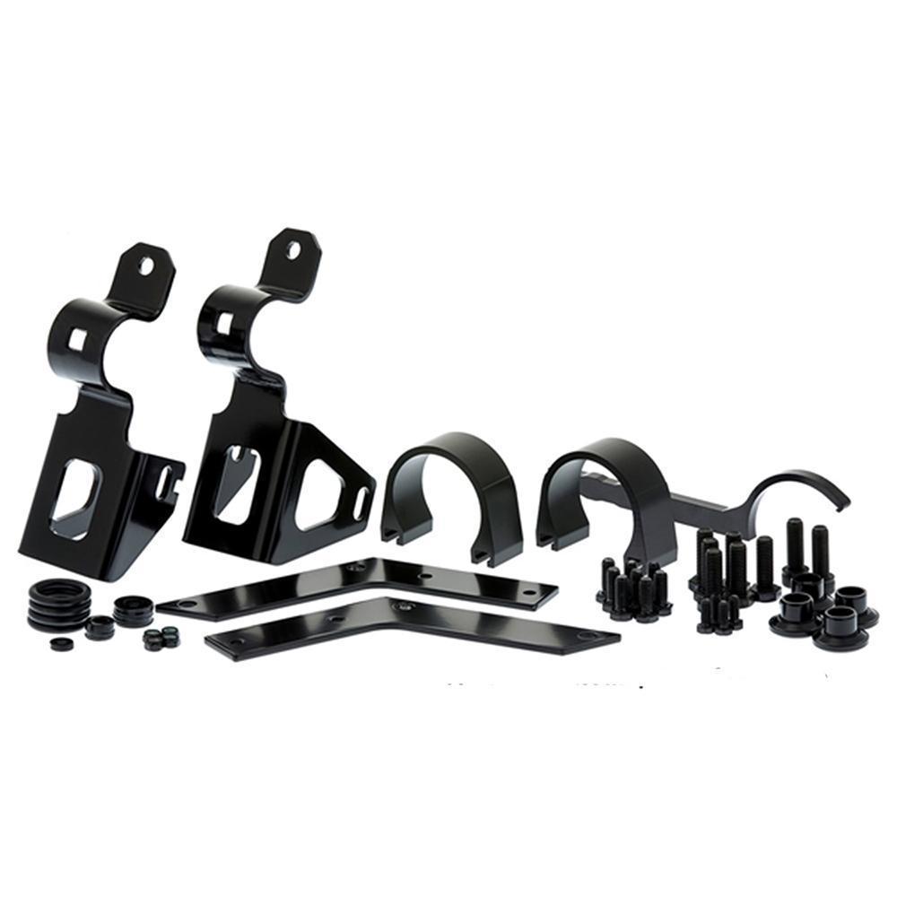 A set of OME BP-51 Rear Fitting Kit VM80010026 brackets and hardware for a vehicle's suspension system, enhancing ride quality and shock absorber performance.