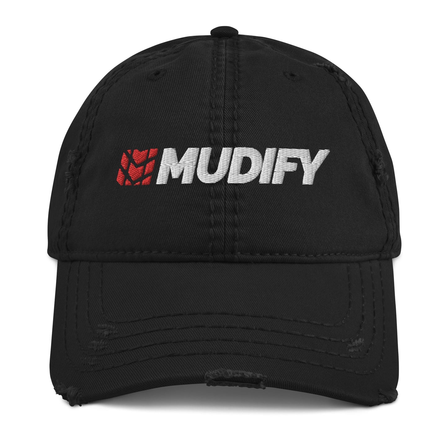 A fashionable dad hat from the Mudify headwear collection, with the word Mudify on it, adding an edgy touch to your outfit.