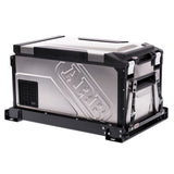 An ARB Portable Fridge Freezer Slide For Use w/Elements 63QT 10900040 with access for draining on a white background.