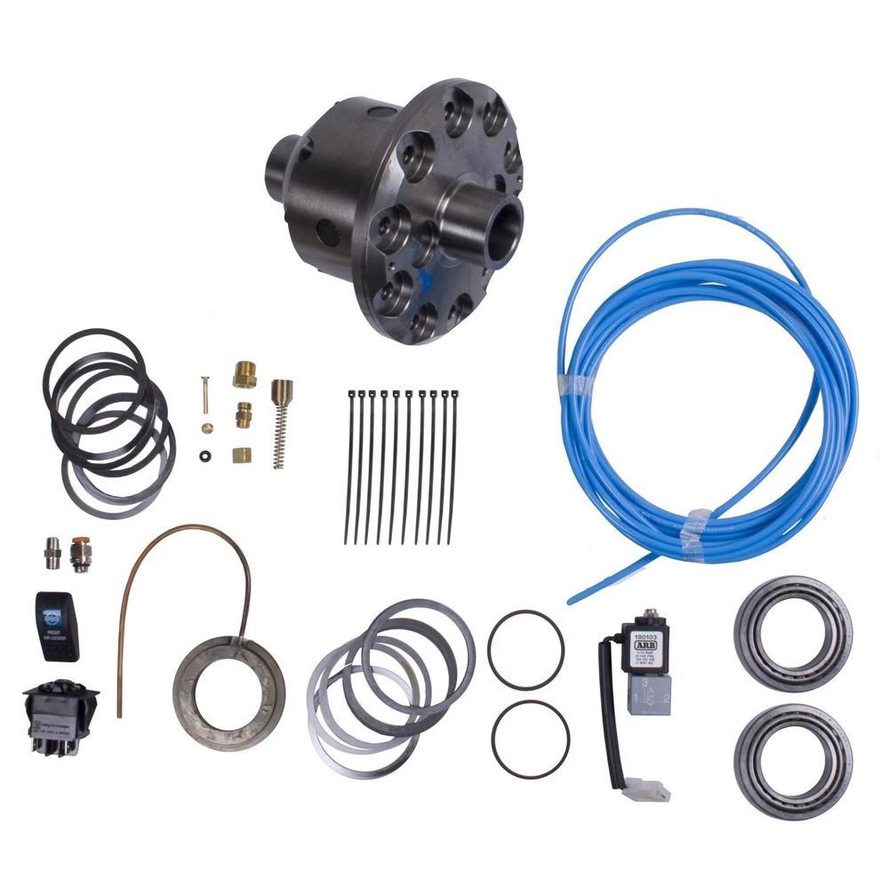 A modular kit for a car with an ARB RD104 Air Locker Differential Dana 30 with 30 Splines and self-locking hoses, designed for quiet operation.