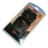 A package containing a pair of black and orange recovery straps, wrapped in the ARB Recovery Strap Wrap ARB 10100380.