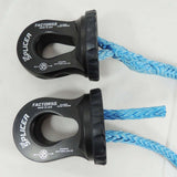 Two Factor 55 Splicer Shackle Mount Thimble in Gray 00352-06 synthetic winch ropes on a white surface.