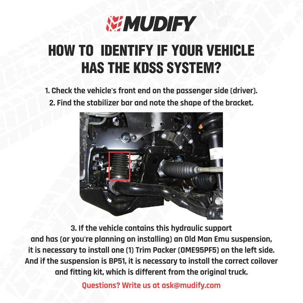 How to identify if your vehicle has the OME BP-51 3.25 - 3.5 inch Lift Kit for 4Runner (10-23) by Old Man Emu for adjustable damping system for off-road performance.