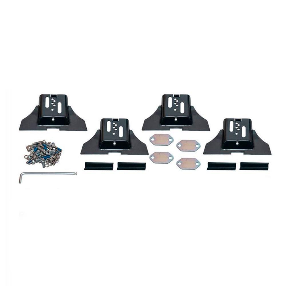 A high capacity Roof Rack Fitting Kit for Land Rover Discovery HT3 year 1998 ARB 3700080 consisting of four metal brackets and screws, designed for secure storage on a white background.
