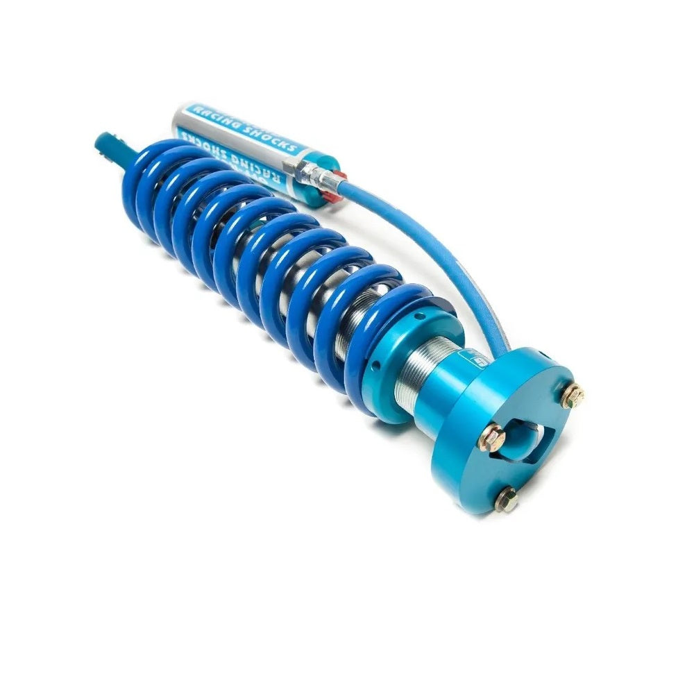 A King Shocks Front 2.5 Remote Reservoir Coilover w/Adjuster (PAIR) for Toyota Tacoma 2005-ON on a white background, perfect for bolt-on suspension system enthusiasts or off-road performance enthusiasts looking for shock upgrade kits.