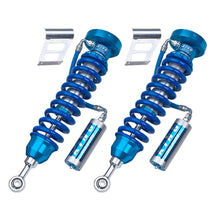 Load image into Gallery viewer, A pair of King Shocks 2.5 Front Coilover w/Remote Reservoir (PAIR) for Toyota Tundra 2007-ON, perfect for shock upgrade kits, on a white background.