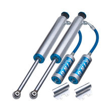 Load image into Gallery viewer, A set of King Shocks Rear 2.5 Remote Reservoir Shocks (PAIR) with blue hoses.