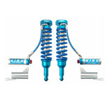 A pair of King Shocks Front 2.5 Remote Reservoir Coilover w/Adjuster (PAIR) for Toyota 4Runner w/ KDSS (10-ON) on a white background.