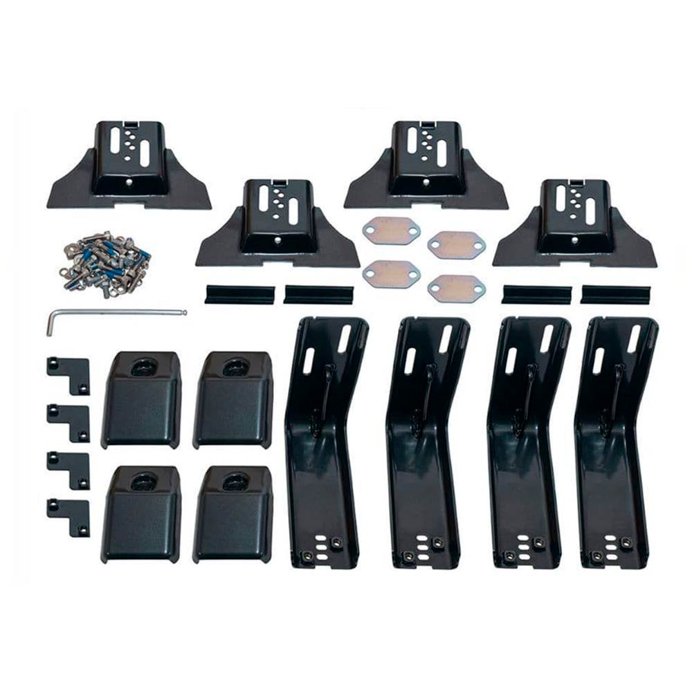 A secure Roof Rack Fitting Kit for a Toyota Land Cruiser 200 Series, featuring high capacity black brackets and hardware from ARB.